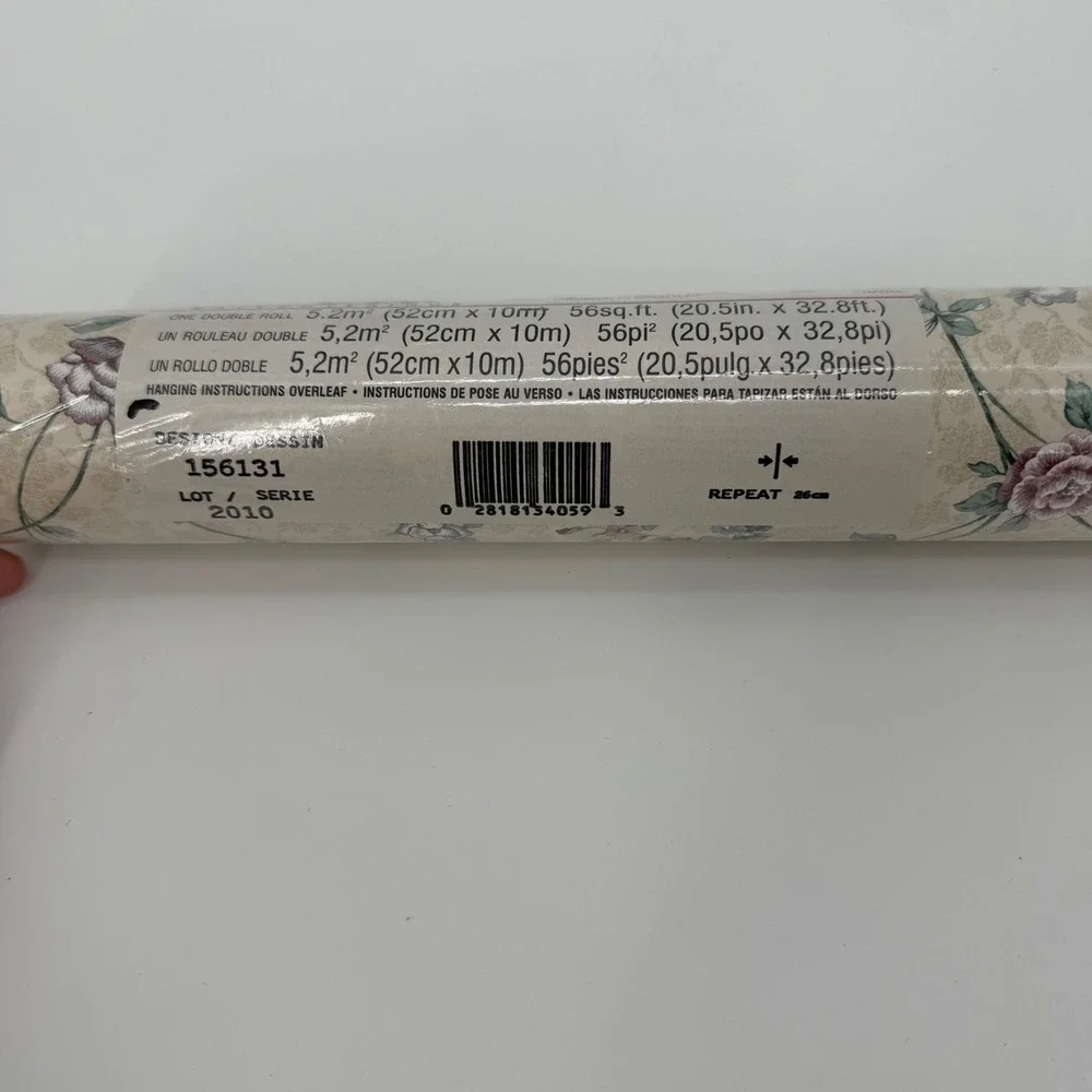 Vintage Sunworthy Floral Vinyl Wallpaper Cream Double Roll 56 sq ft 156131